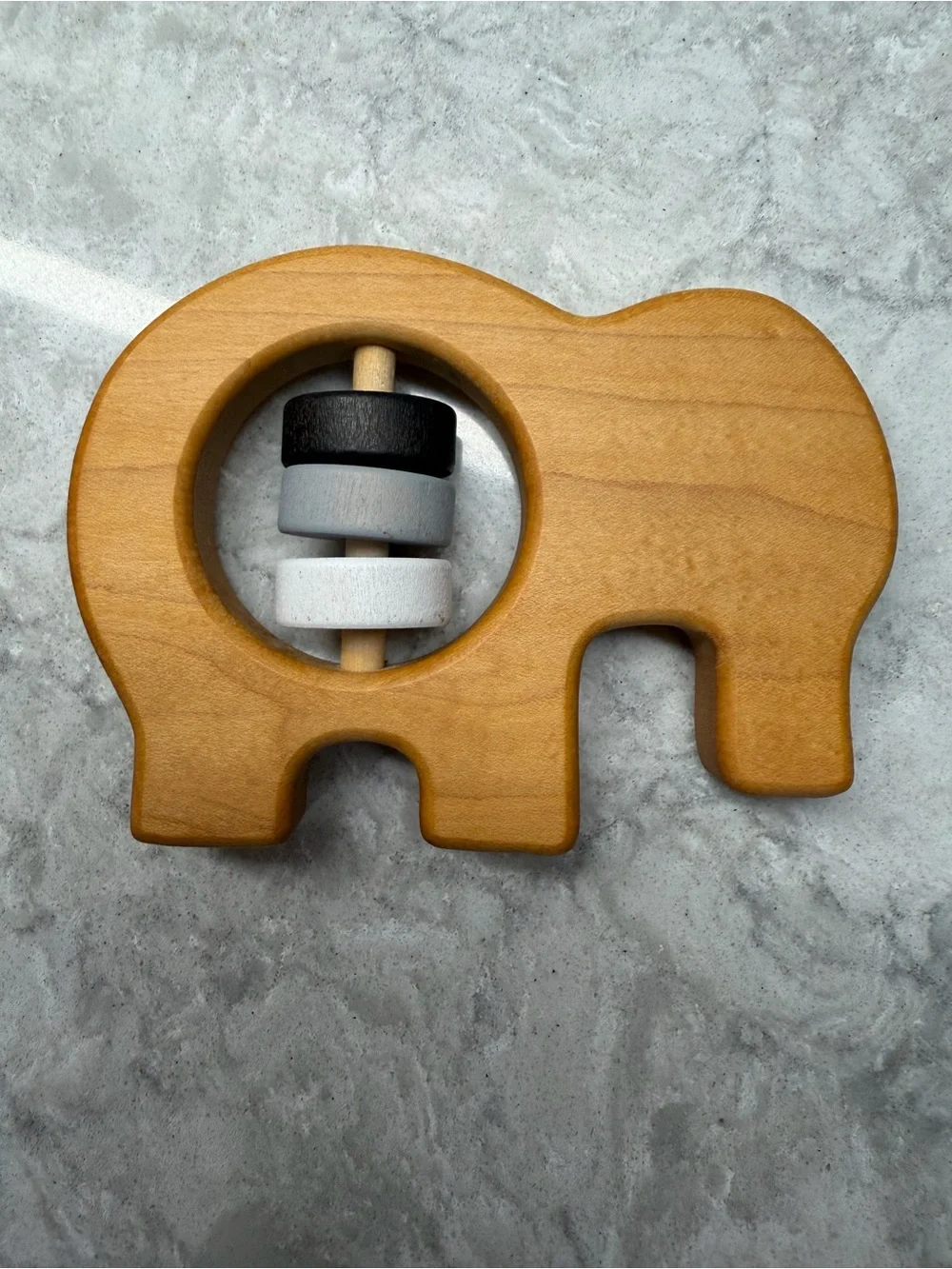 Bannor Toys Elephant Wooden Baby Rattle  Maple Wood